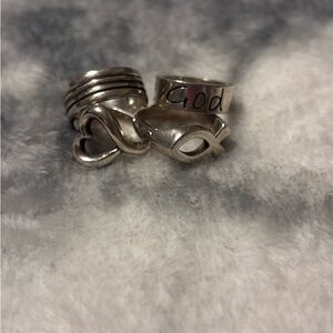 Silver Heart and Faith Ring Set